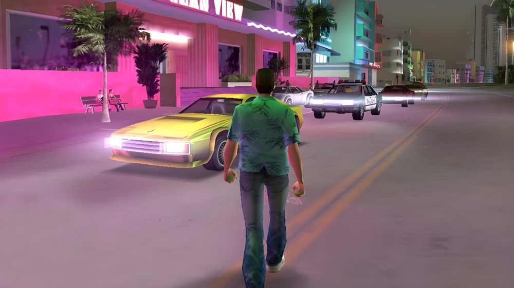 GTA6实机演示截图,杰森与露西亚在罪恶都市街头的画面.jpeg